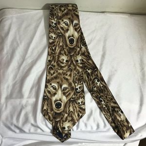 Renaissance Novelty Brown and White Wolf Necktie